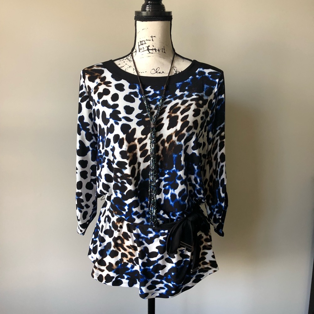 Calvin Klein belted blouse-animal print
